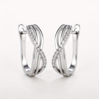 Romantic love knot silver plated ring drop earrings, Zirconia, wedding bridal earrings, ladies