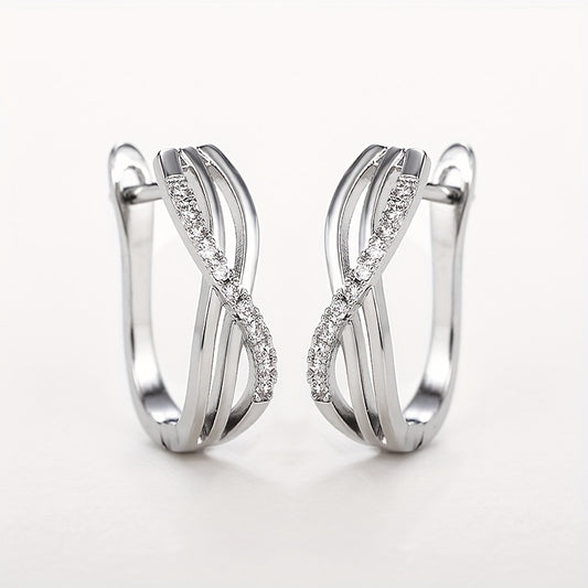 Romantic love knot silver plated ring drop earrings, Zirconia, wedding bridal earrings, ladies