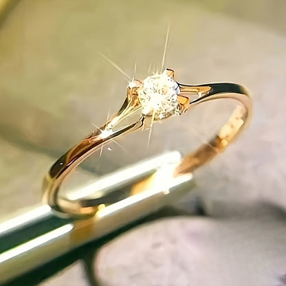 Elegant Ladies' Engagement Ring - Classic 4-Claw Inlaid Sparkle Cubic Zirconia, Perfect for Weddings and Parties, Wedding Ring Set