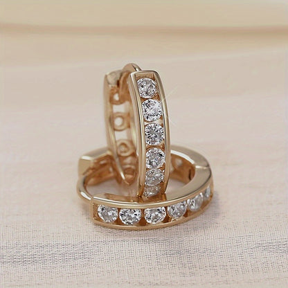 A pair of 18K gold plated ring earrings, exquisite zircon inlaid women's earrings, daily wear fashion accessories