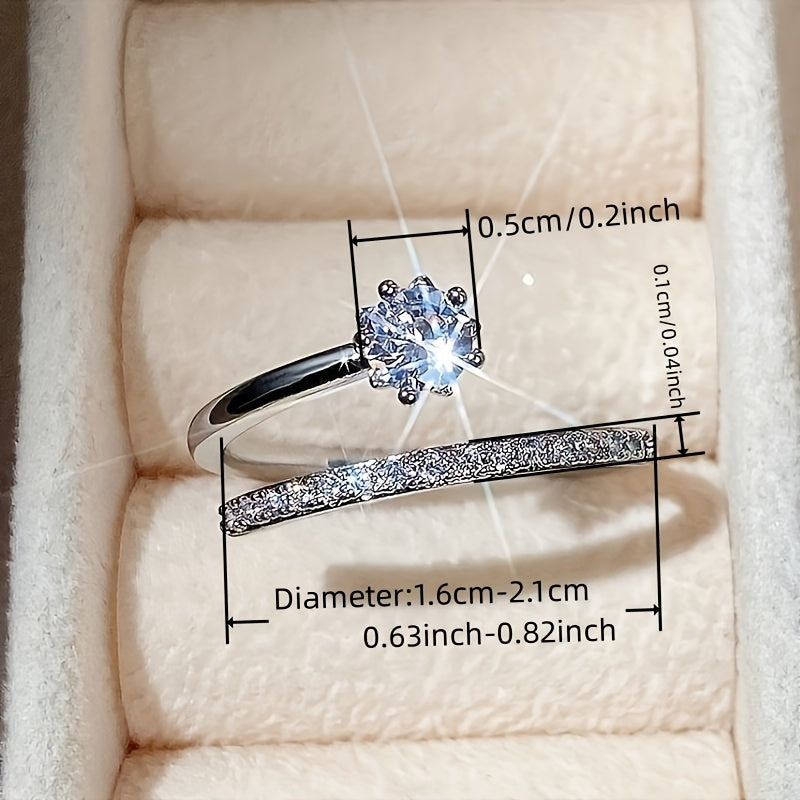 Exquisite 5-claw, zircon, opening, ring, ladies, daily, casual, party, wedding, decoration