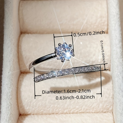 Exquisite 5-claw, zircon, opening, ring, ladies, daily, casual, party, wedding, decoration