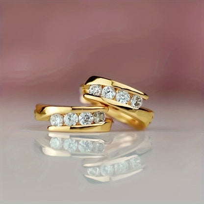 Round Shiny zirconia Decor Hoop Earrings Elegant Simple Style 18K Gold Plated Jewelry Banquet Ear Ornaments