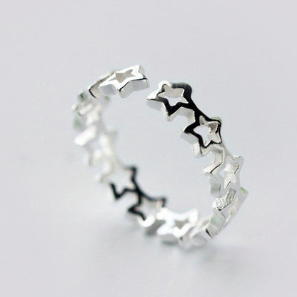 Women's daily casual simple ring accessories, adjustable ring with hollow star opening