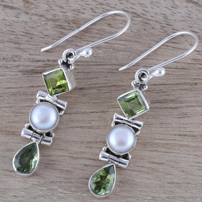 Vintage geometric square water drop green resin women's earrings