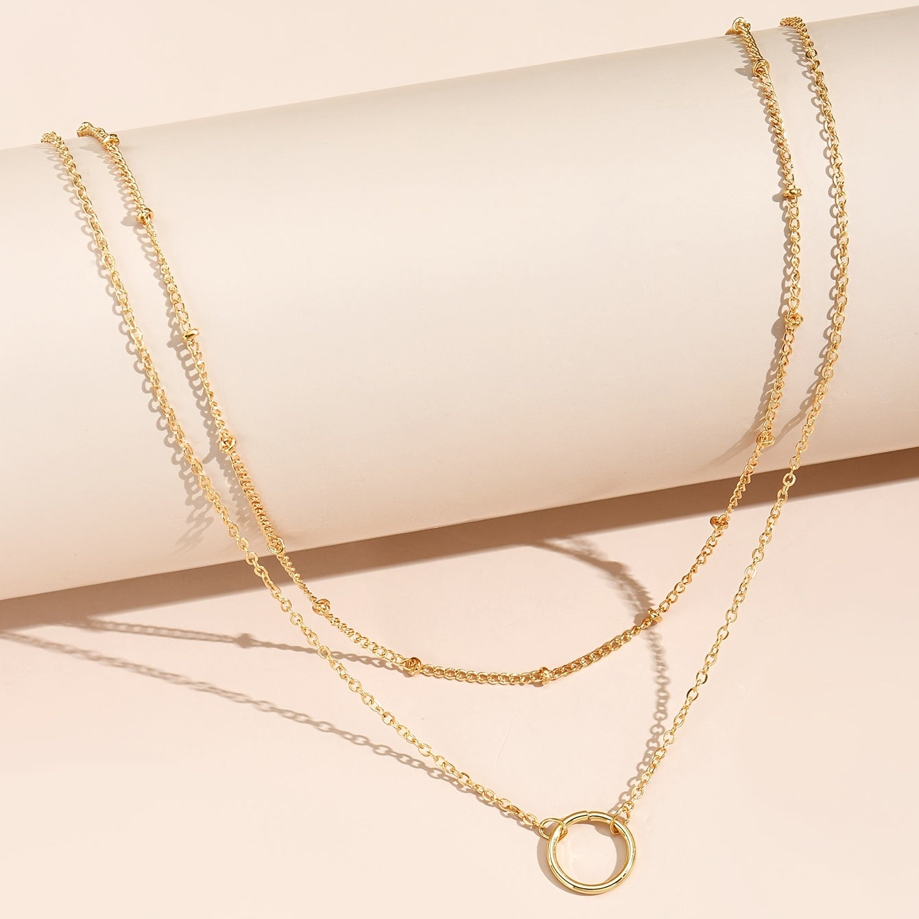 Delicate chain necklace with hollow round delicate adjustable neck chain, suitable for women