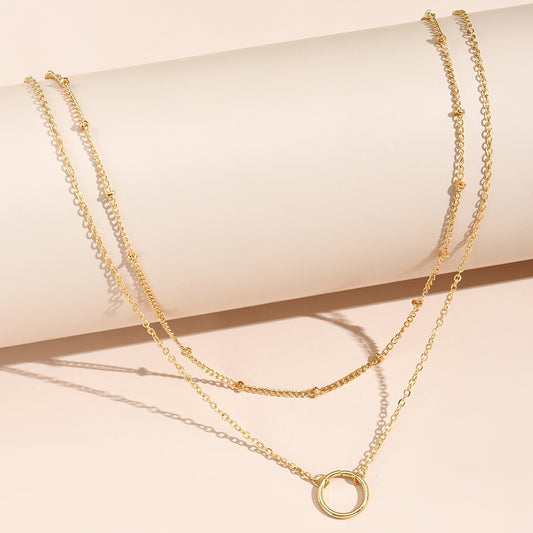 Delicate chain necklace with hollow round delicate adjustable neck chain, suitable for women