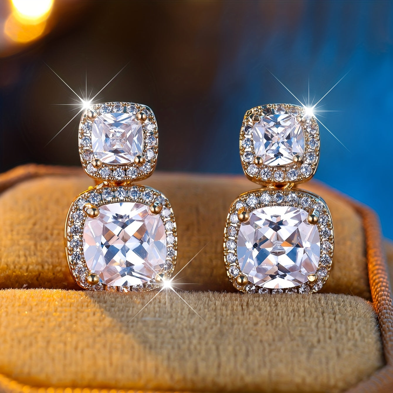 Luxury Shaped Stone Clip Earrings Stylish White Synthetic Zirconia Small Earrings Ladies Vintage Fashion Wedding Jewelry