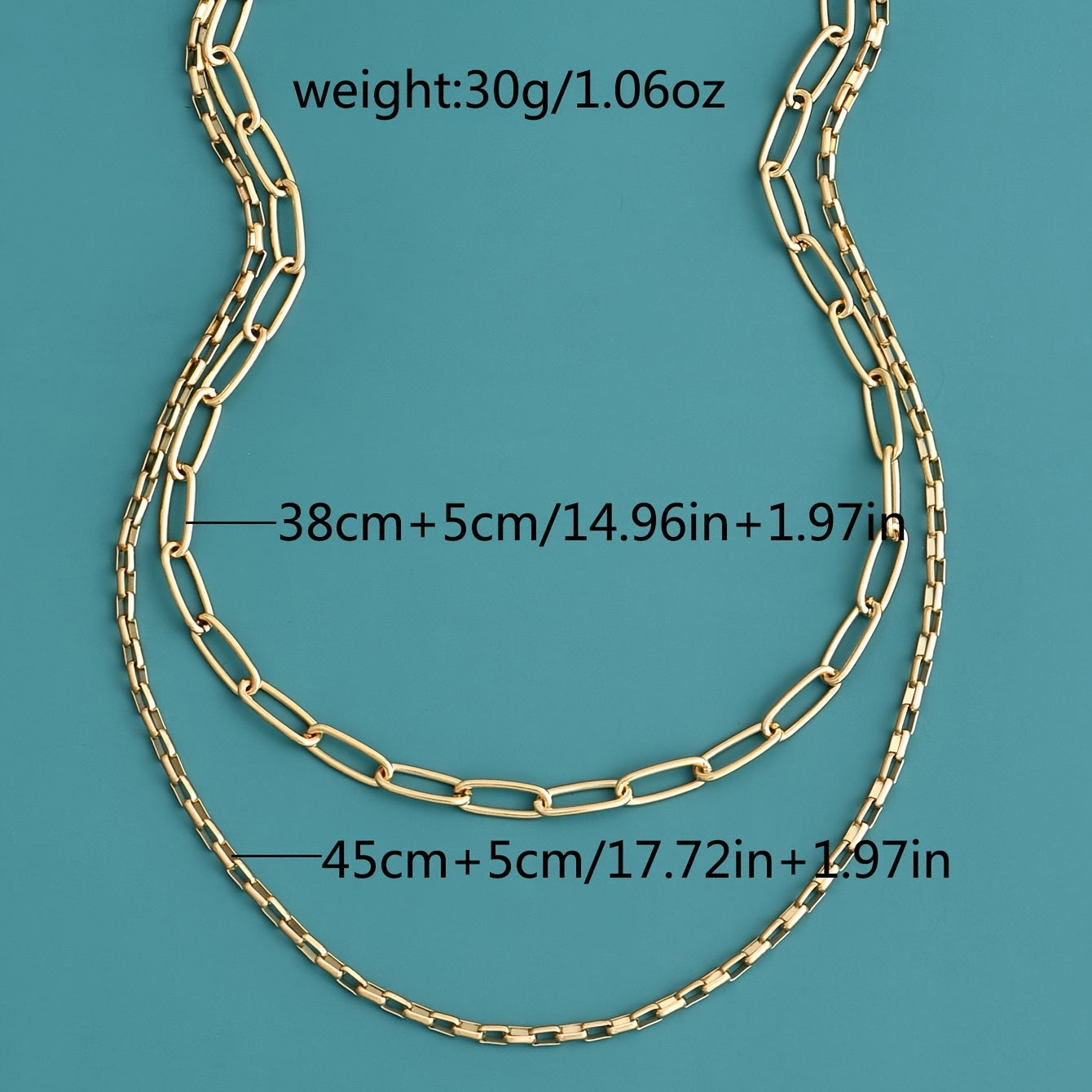 Fashion chain necklace, adjustable hip-hop collarbone chain set of 2 pieces