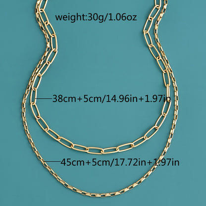 Fashion chain necklace, adjustable hip-hop collarbone chain set of 2 pieces