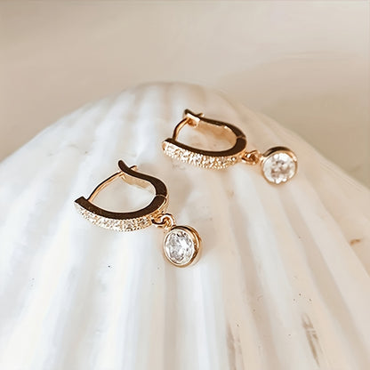 Ladies Elegant Crystal Pendant Earrings - Nickel Free Copper, Synthetic Zircon, Perfect for Weddings and Everyday Gorgeousness