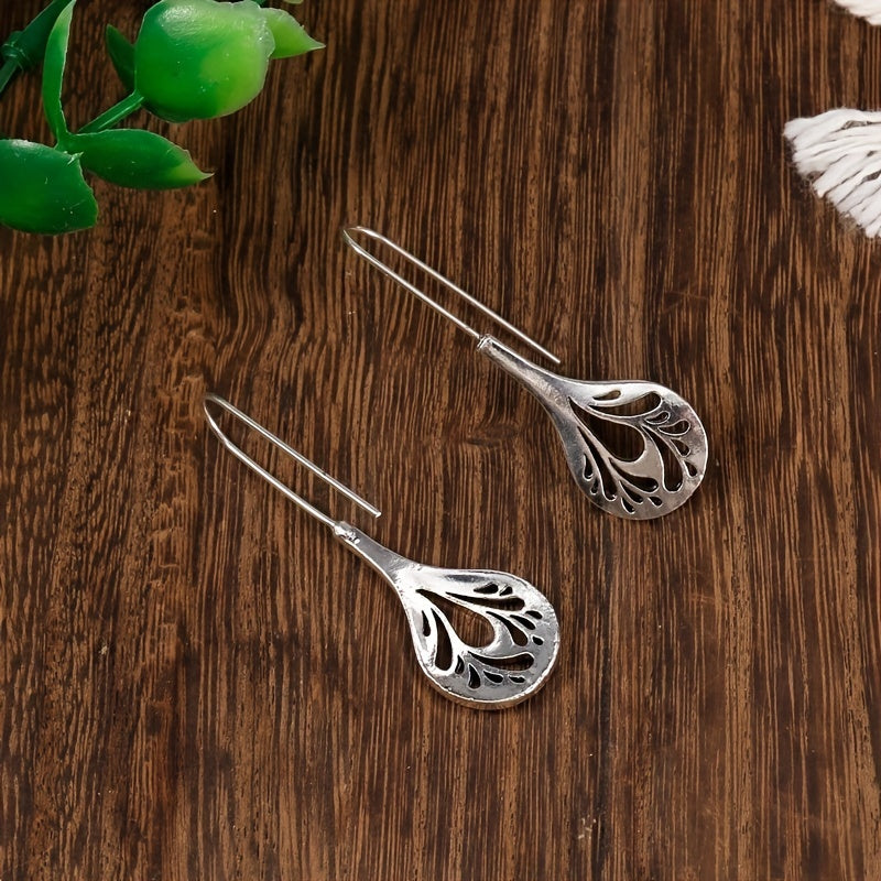 Handmade leaf hanging earrings, hollowed out design, vintage bohemian style, vintage style, bohemian style