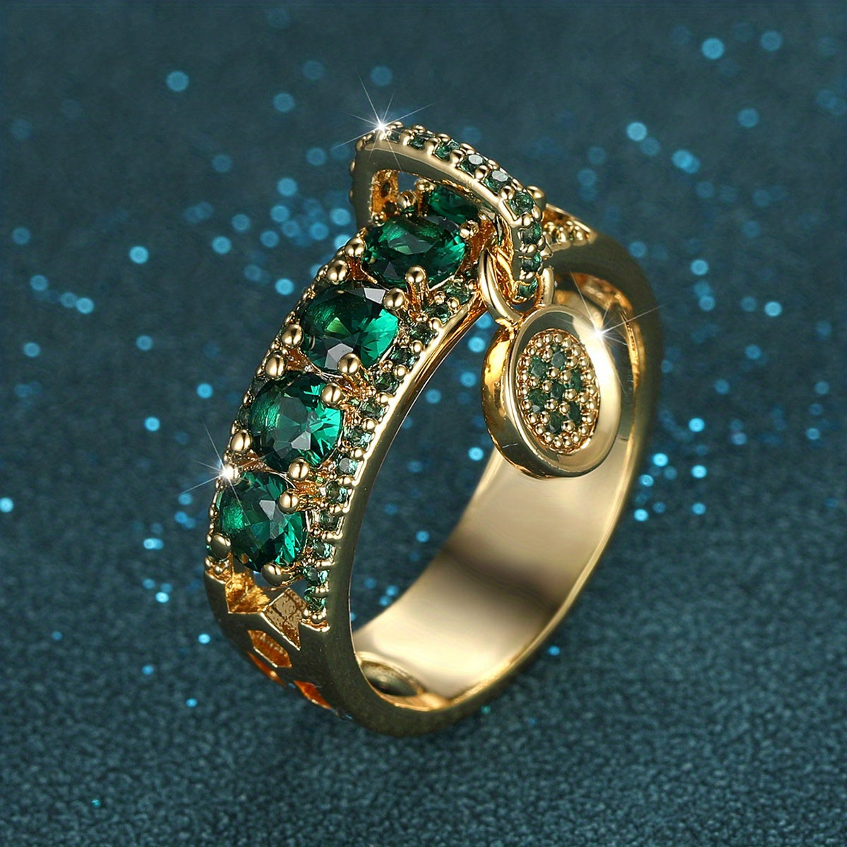 Vintage Style Bridal Ring Inlaid Round Cut Zirconia 18K Gold Plated Copper Wedding Promise Ring Anniversary Luxury Jewelry Gift