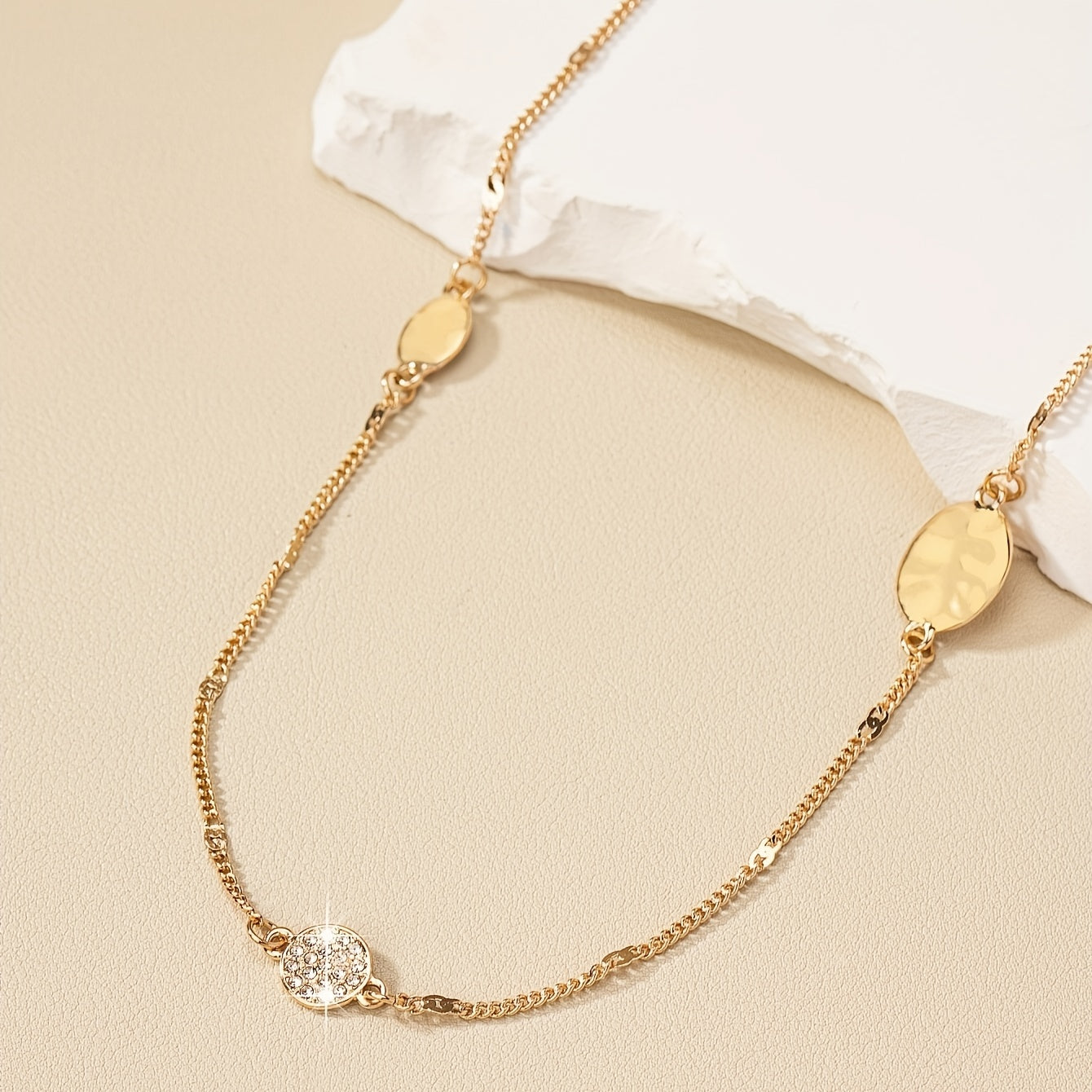 Retro simple metal style long necklace sweater chain, can be worn alone or stacked