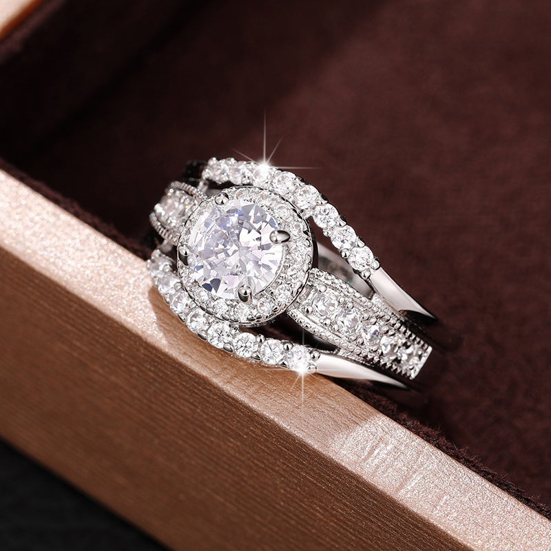 Classic Ladies Ring Silver Paw Set Zirconia Ring Princess Romantic Wedding Party Jewelry Everyday Casual Accessories