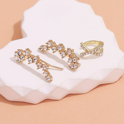 3-Piece Exquisite Shiny Rhinestone Earrings Set Women's Daily Party Prom Decorative Jewelry