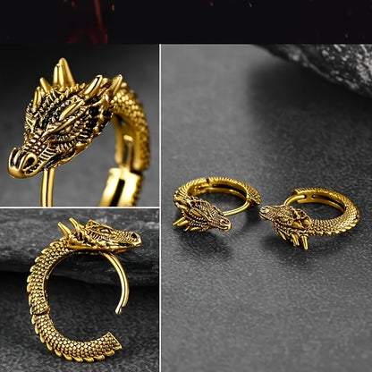 dragon earrings, gothpunk animal theme, copper nickel-plated lead-free, suitable for everyday and party occasions, Halloween accessories - a pair