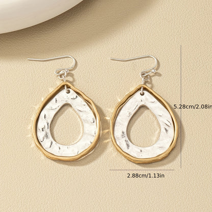 Fashion Women's daily leisure gift, retro simple wind zinc alloy double-layer hollow water drop pendant earrings