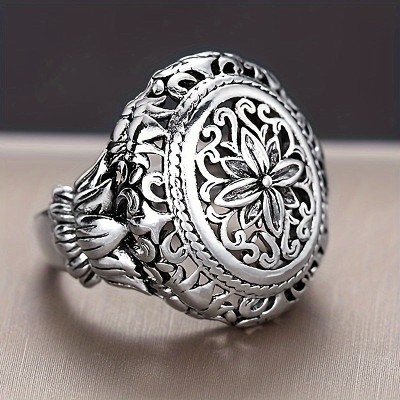 Bohemian Retro Silver Plated Floral Ring for Women - Perfect for Daily Wear and Party, Anniversary Gift