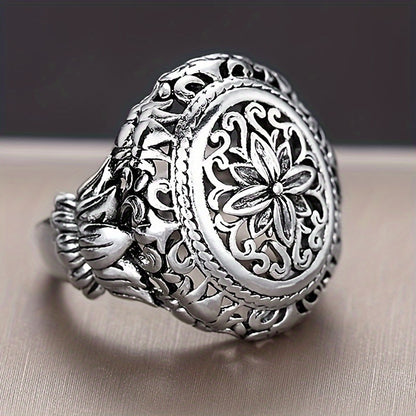 Bohemian Retro Silver Plated Floral Ring for Women - Perfect for Daily Wear and Party, Anniversary Gift
