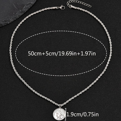 1 piece stainless steel coin head pendant necklace men