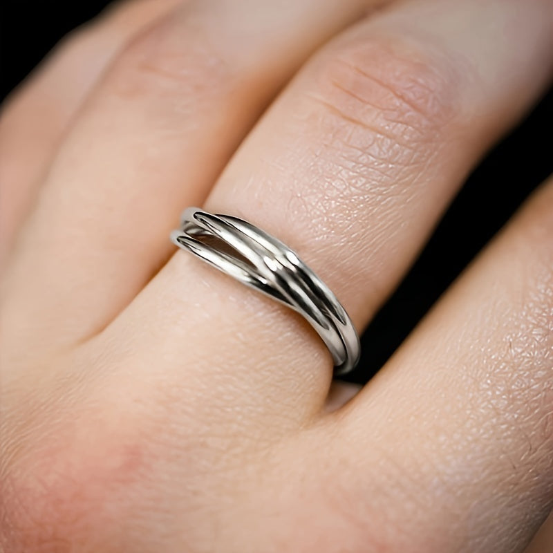 Stylish and innovative women's 3-ring stacking ring, casual daily wear, party ring, jewelry gift