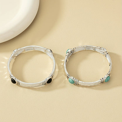 Simple retro natural stone turquoise elastic bracelet