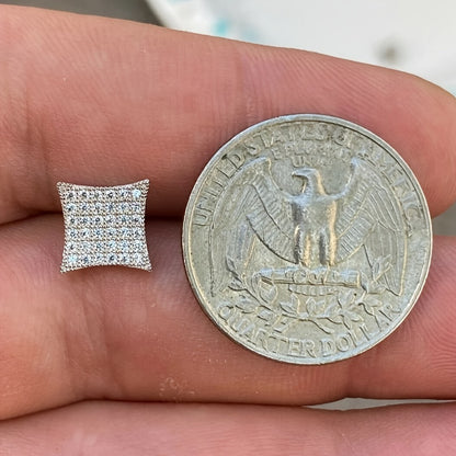 Ladies and Men's Elegant Square Glitter Earrings, Copper Synthetic Zirconia Inlay, Nickel Free Plating, Stylish Geometric Design, April Birthstone, Everyday Party Jewelry