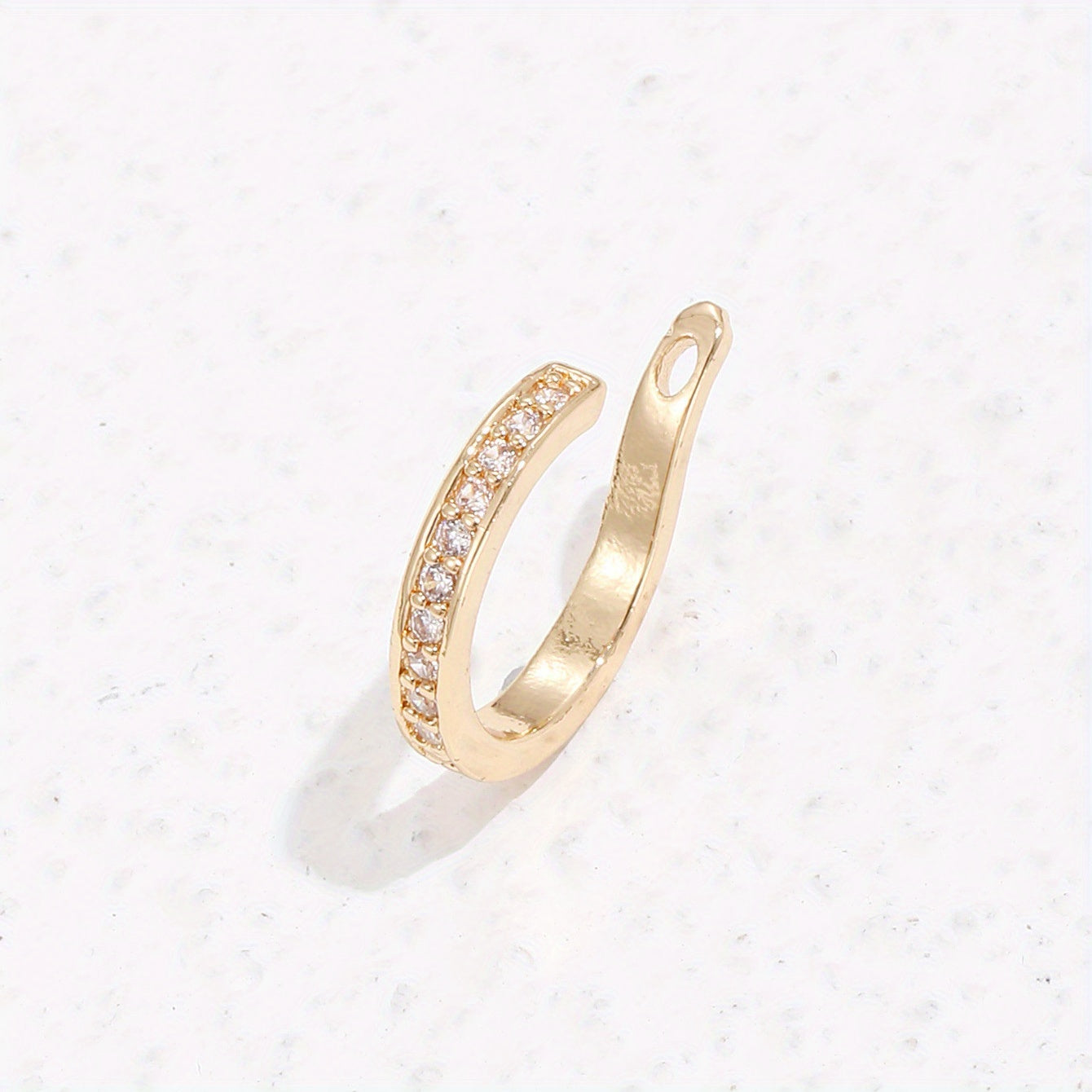 1 elegant 14K gold copper-plated earmuff with synthetic square crystal diamonds, simple and stylish design, suitable for women, daily and gift wear, Spring Festival accessories, four seasons jewelry