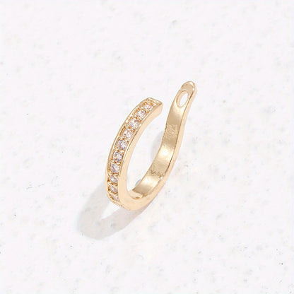 1 elegant 14K gold copper-plated earmuff with synthetic square crystal diamonds, simple and stylish design, suitable for women, daily and gift wear, Spring Festival accessories, four seasons jewelry