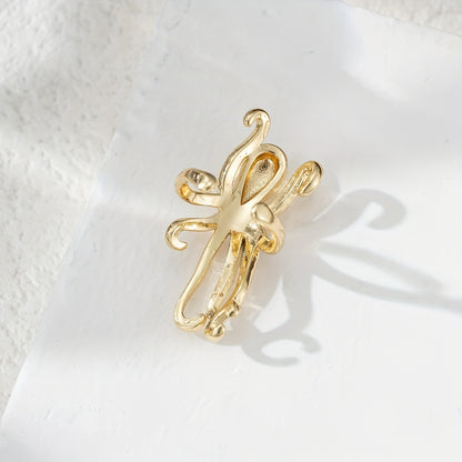 A classic and elegant octopus ear clip, copper fashion unplated ear clip, chic daily and party accessories jewelry, non-piercing design, single item