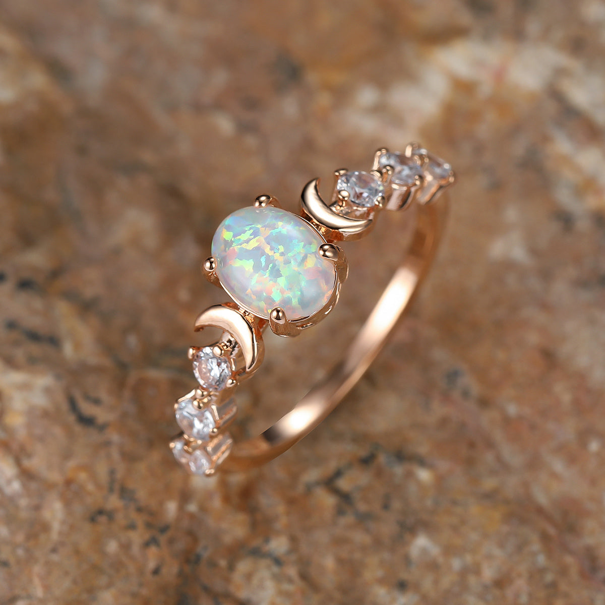 Exquisite Moonstone Opal Ring Faux Oval Cut Gemstone Handmade Jewelry Engagement Ring Jewelry Ladies