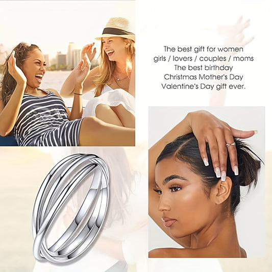 Stylish and innovative women's 3-ring stacking ring, casual daily wear, party ring, jewelry gift