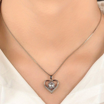 Exquisite Heart Pendant 925 Silver Plated Necklace Bridal Romantic Wedding Jewelry Anniversary Gift