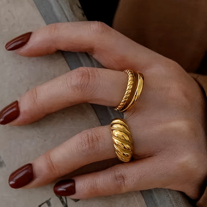 3 Pieces/Set Simple Twist Rings Dome Rings Ladies Party Jewelry Gifts Neutral Ornaments