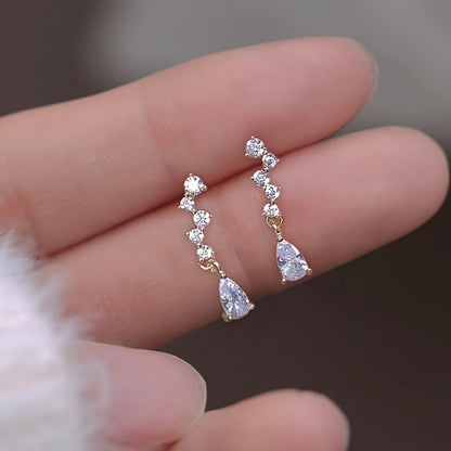 Elegant earrings, simple and exquisite zircon pendant, women's wedding banquet jewelry, casual daily accessories
