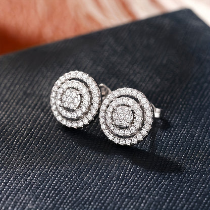 Elegant minimalist style faux diamond round stud earrings, suitable for women, April raw stone, copper matrix nickel-free plating, perfect for weddings and banquets, Valentine's Day gifts, all seasons