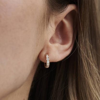 A pair of 18K gold plated ring earrings, exquisite zircon inlaid women's earrings, daily wear fashion accessories