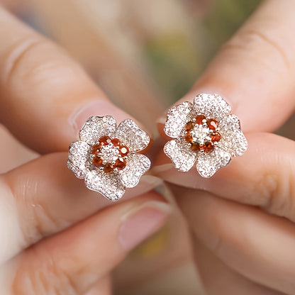 Stylish earrings with shiny Zirconia and floral designs are perfect for parties and everyday elegance.