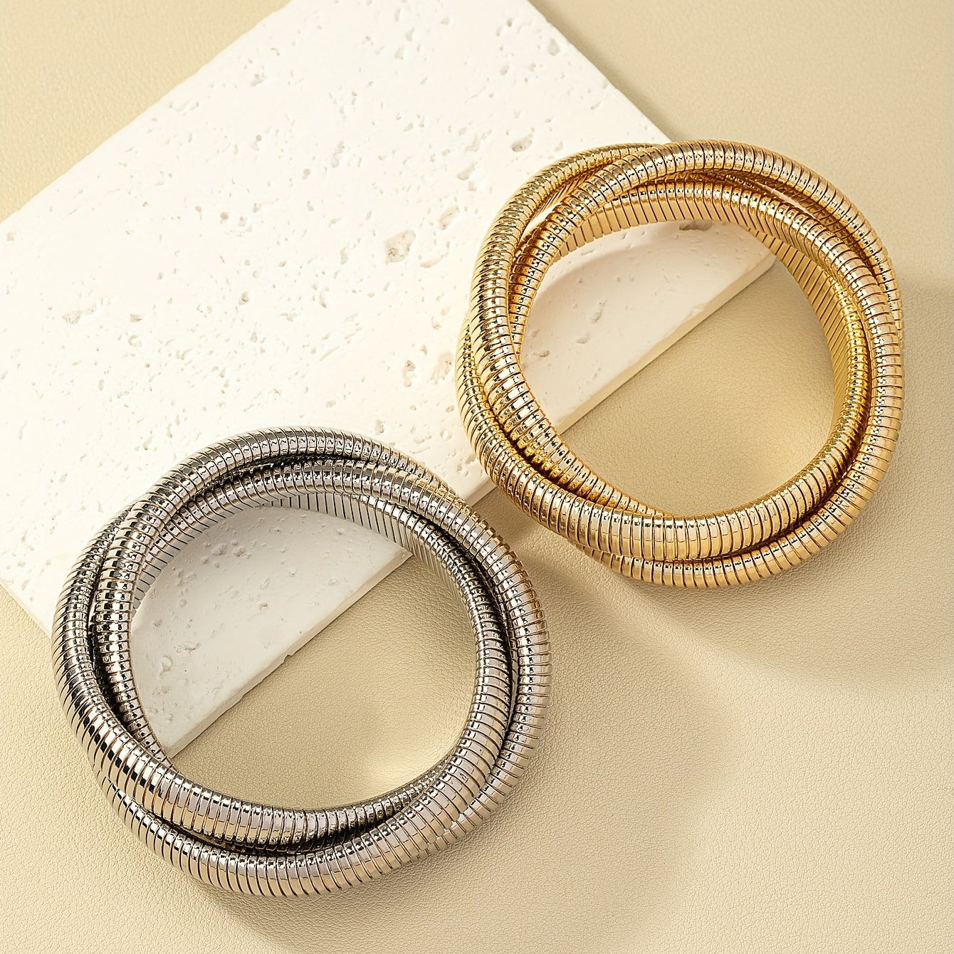 Punk style stacked three-layer cross-woven bracelet personalized bracelet Women's gift