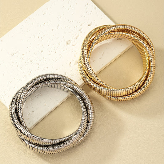 Punk style stacked three-layer cross-woven bracelet personalized bracelet Women's gift