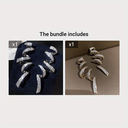 Spiral pattern shiny zircon inlaid pendant earrings, elegant luxury style, copper jewelry, exquisite women's gifts.