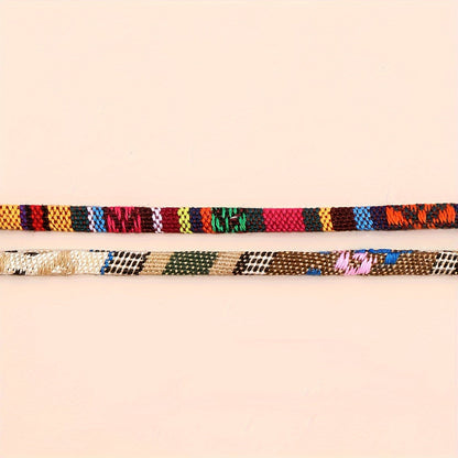 Bohemian hand-colored woven anklet set, Women's 2-piece set, suitable for beach vacation party feet