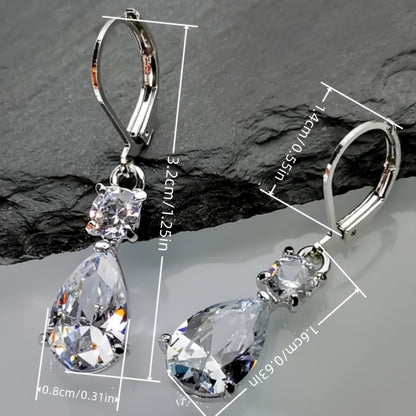 Faux crystal drop drop drop earrings, minimalist earrings, elegant bridal wedding engagement earrings