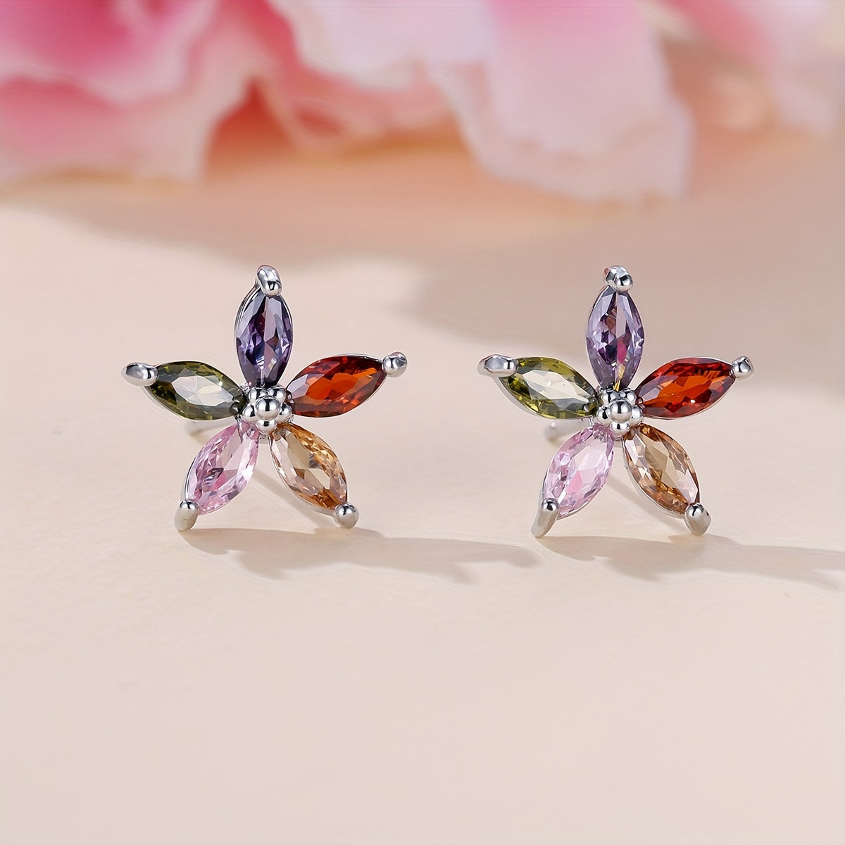 A pair of star-designed stud earrings, elegant and casual style, suitable for Women's daily wear