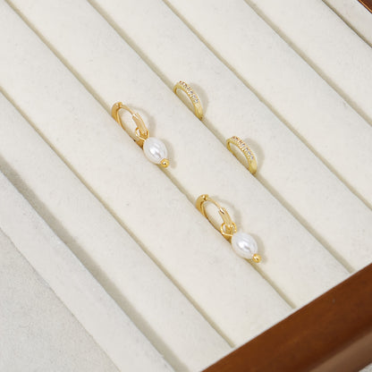 4pcs Exquisite Imitation Pearl Pendant with Micro-Zirconia Earrings Set, Pendant Ring Earrings, Women's Date Party Jewelry.