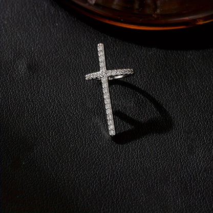 Elegant and Stylish Cubic Zirconia Cross Clip Earrings - Simple and Sophisticated Ladies Casual Accessories