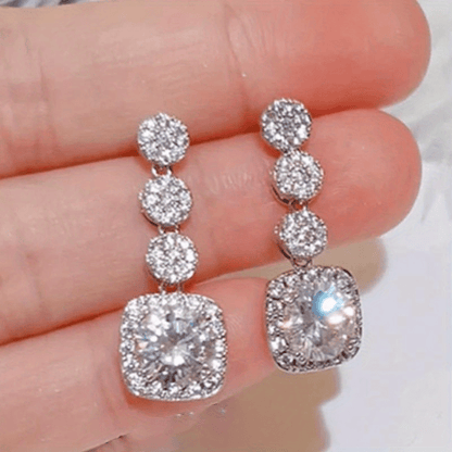 Exquisite Fashion Bridal Wedding Earrings Sparkling Stone Hanging Earrings 925 Silver Plated Earrings Jewelry