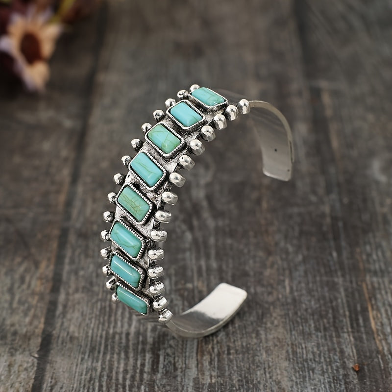 Vintage Western style exaggerated large bracelet, creative 8-piece turquoise bracelet set