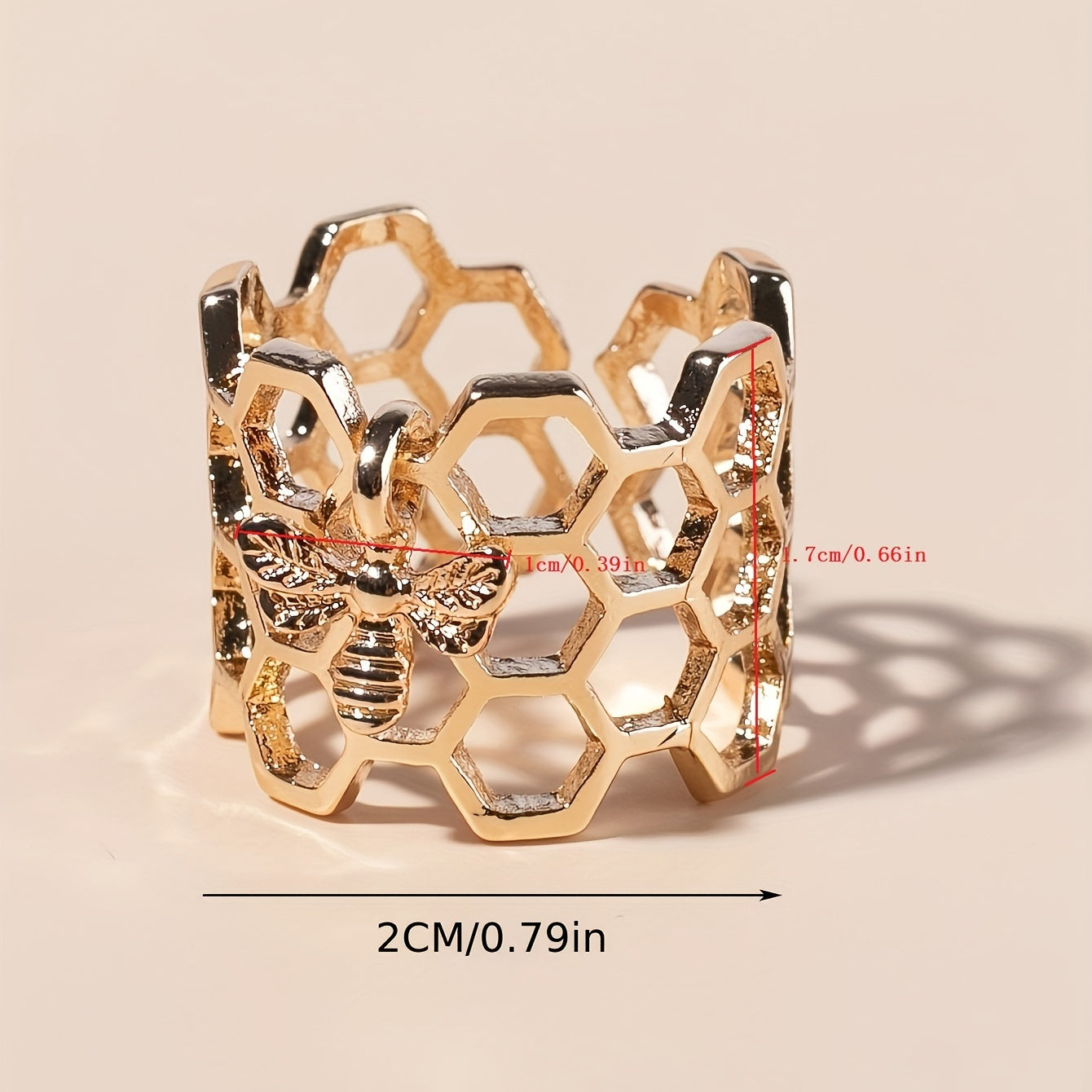 Honeycomb Bee Ring, Geometric Finger Accessories